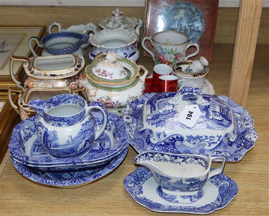 A collection of Spode Italian and mixed ceramics and a book on blue and white ceramics